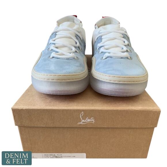 Christian Louboutin Arpoador Sneakers Zinc Blanco Suede CL Paris Shoes NEW/NIB!! main image 8
